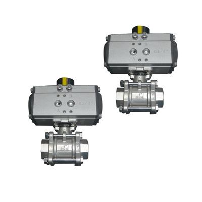 AOBL氣動三片式絲扣球閥不銹鋼三片式螺紋口DN20dn25多規格可選